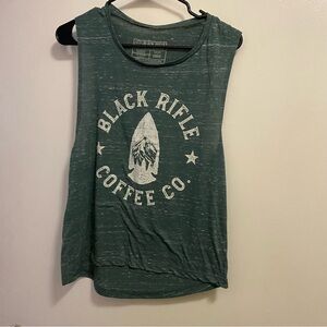 Black Rifle Coffee Co Logo Womens Green Tank Top L Large Bust 40” Arrowhead